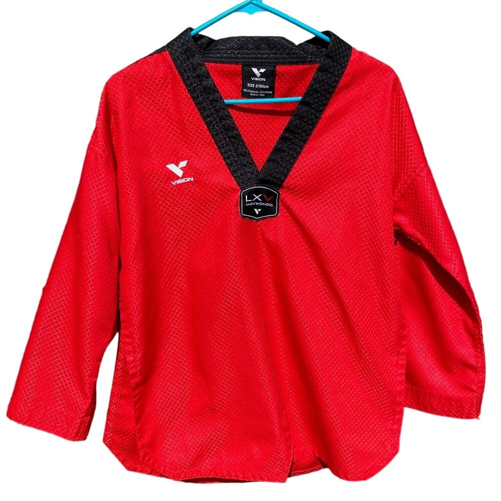 Taekwondo Red Black LXV Vision Mixed Martial Arts robe Size 2 Medium